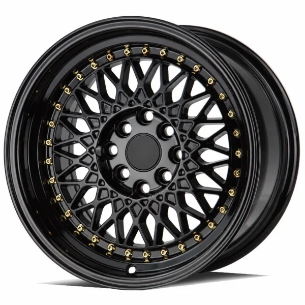 LUGLUME Luxe AodHan Wheels AH05 Black w/ Gold Rivets 16x8 | 4x100/4x114.3 (AH0516804100114315FB)