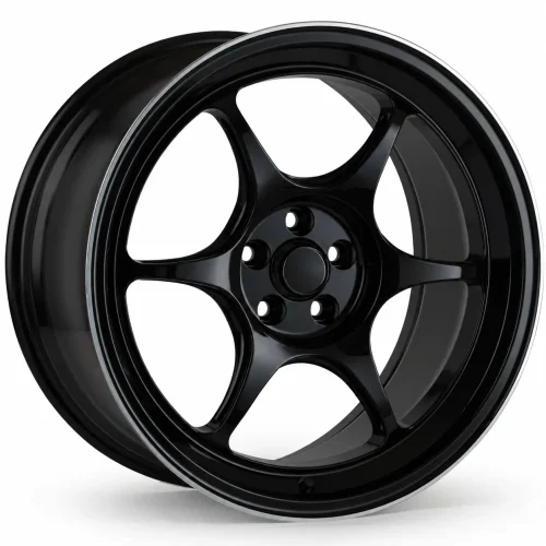LUGLUME Classic Enkei PF06 Black w/ Machined Lip Ring 16x8 | 4x100 (545-680-4930BKM)