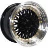 LUGLUME Timeless MST Wheels MT13 Black w/ Machined Lip and Gold Rivets 16x8 | 5x100/5x114.3 (13-6817-20-BKGL)