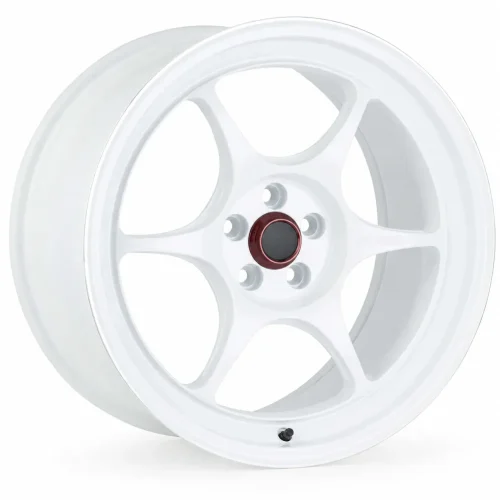 LUGLUME Elite Enkei PF06 White w/ Machined Lip Ring 16x8 | 5x114.3 (545-680-6530WM)