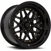 LUGLUME Exclusive Vors Wheels VR7 Black w/ Gold Rivets 16x8 | 4x100/4x114.3 (VR0716808H20BK)